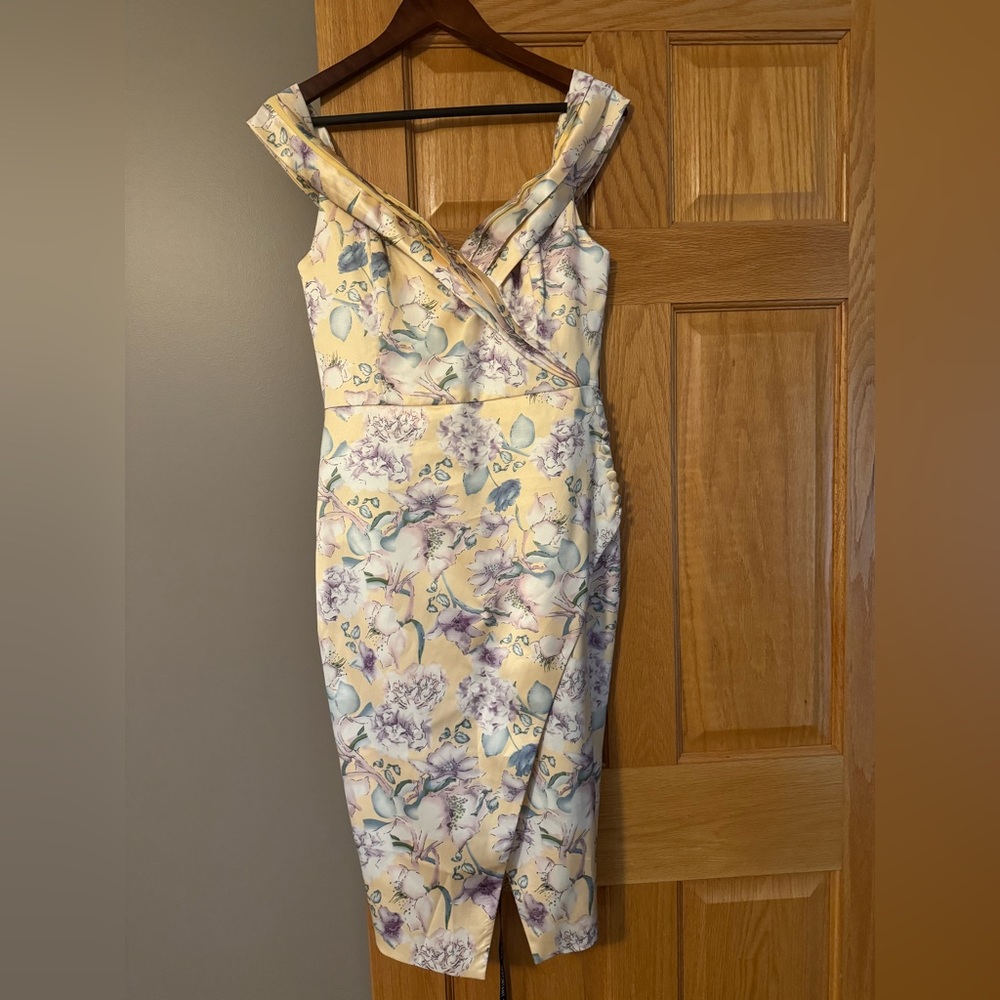 Lavish Alice satin Bardot dresss